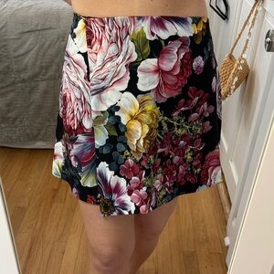 Express Black Mini Skort with Pink, Yellow & White Floral Print